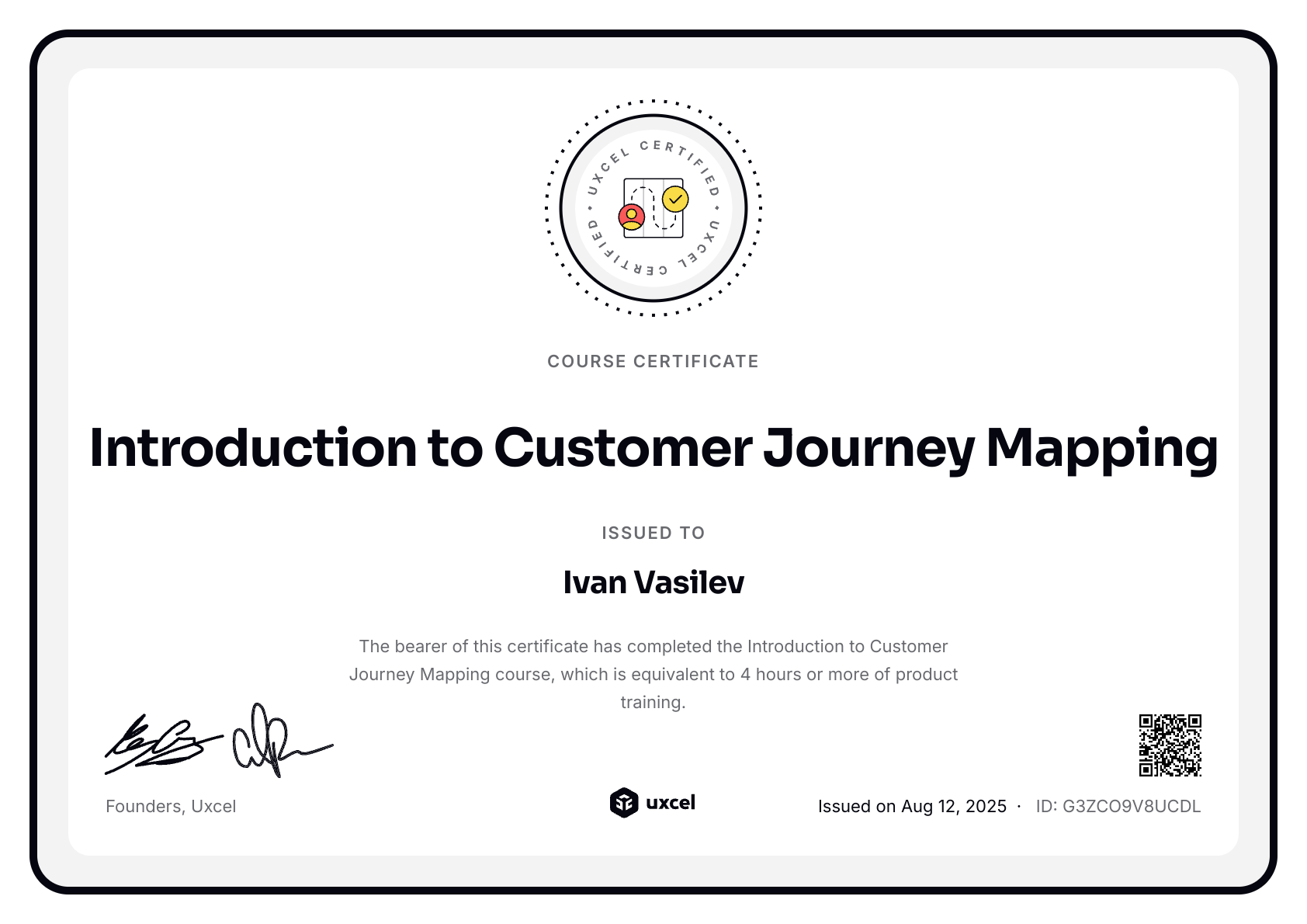 Ivan Vasilev's certificate